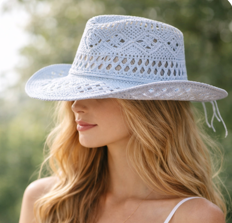 Sombrero de vaquero de paja de papel Hombres Mujeres Vaquera occidental