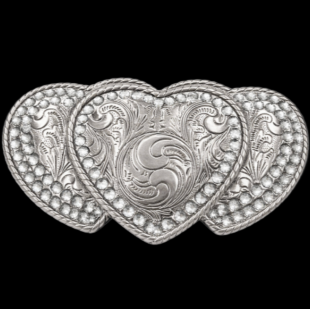 Hebilla de cinturón de amor de madre con corazones de diamantes de imitación