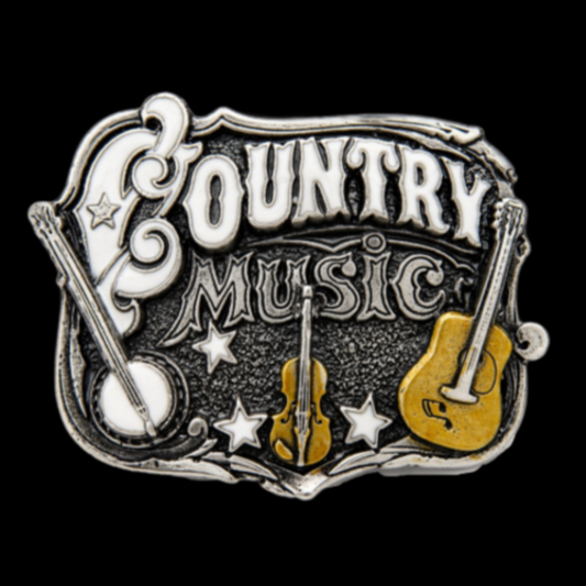 Country Music Violin Guitar Banjo Western Belt Buckle