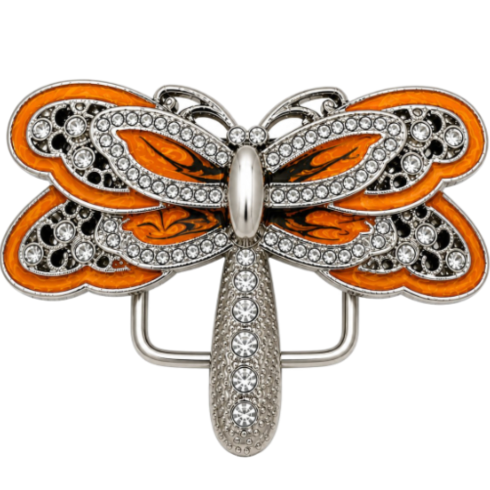 Hebilla de cinturón con diamantes de imitación de insecto a la moda de libélula
