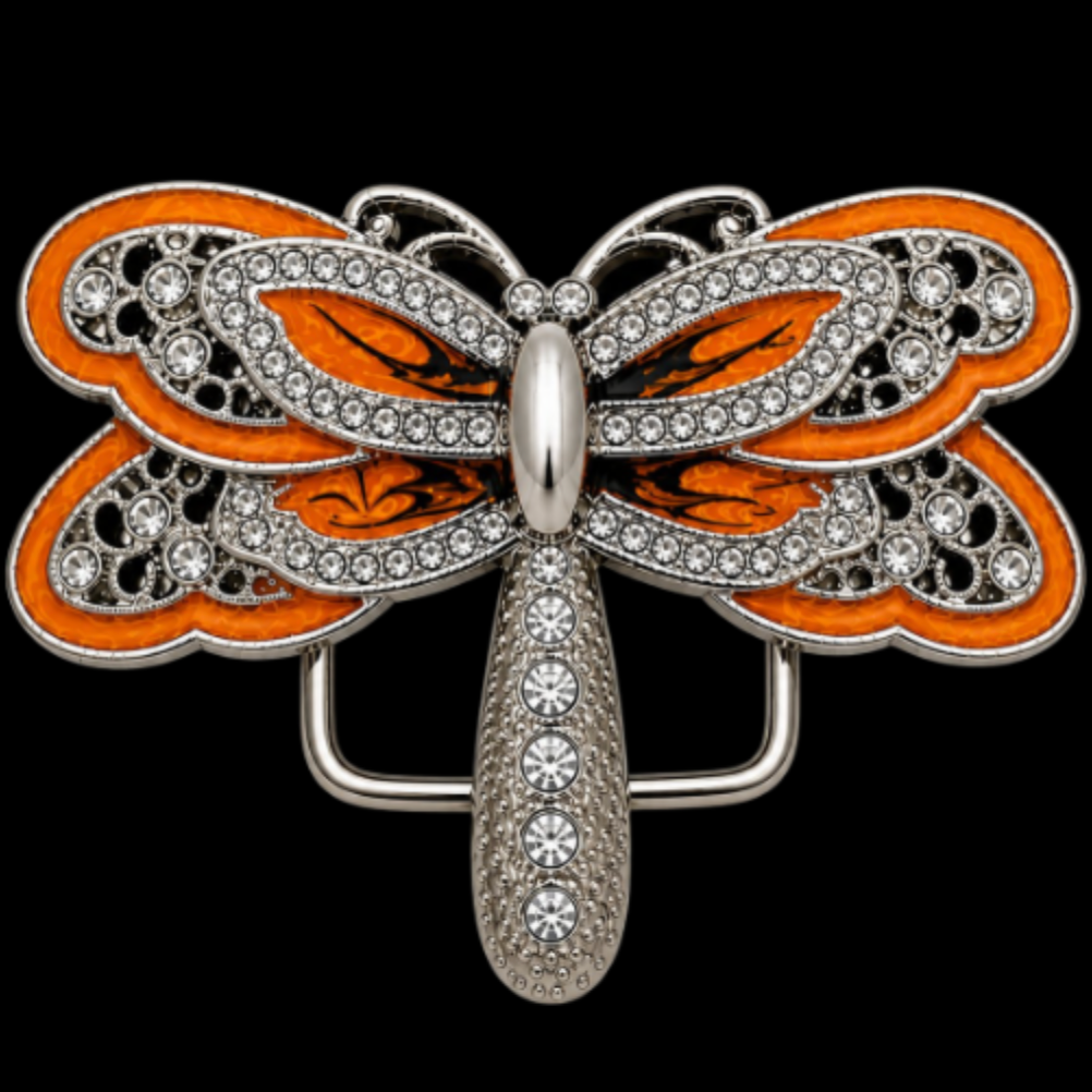 Hebilla de cinturón con diamantes de imitación de insecto a la moda de libélula