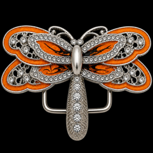 Hebilla de cinturón con diamantes de imitación de insecto a la moda de libélula