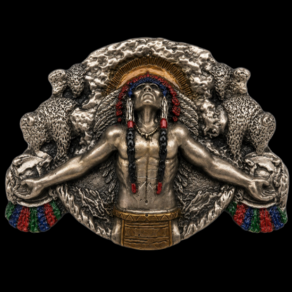 Native American Warrior Chief Amerindian Feather Art Western Belt Buckle