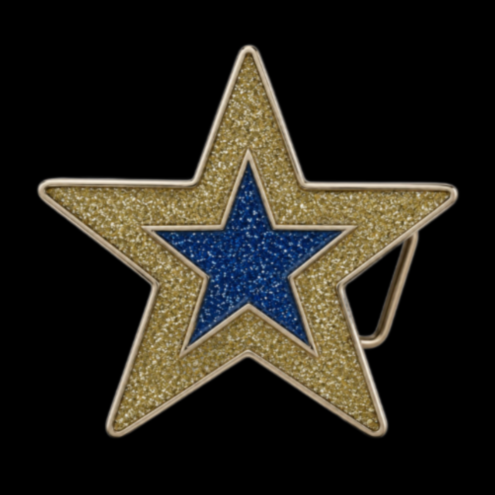 Pentagram 5 Point Rock Star Glitter Rhinestone Belt Buckle