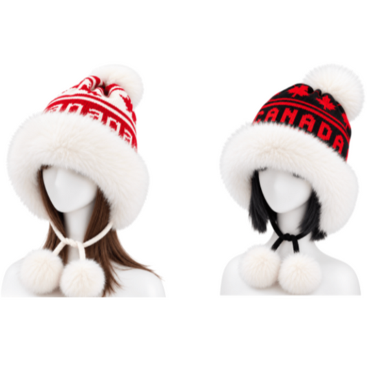 Canada Faux Fur Fashion Winter Ski Hats Mapleleaf Ear Flaps Unisex