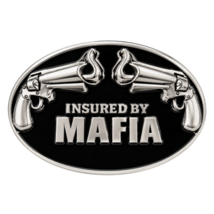 Mafia Insured Italian Underworld Crime Family Guns Belt Buckle