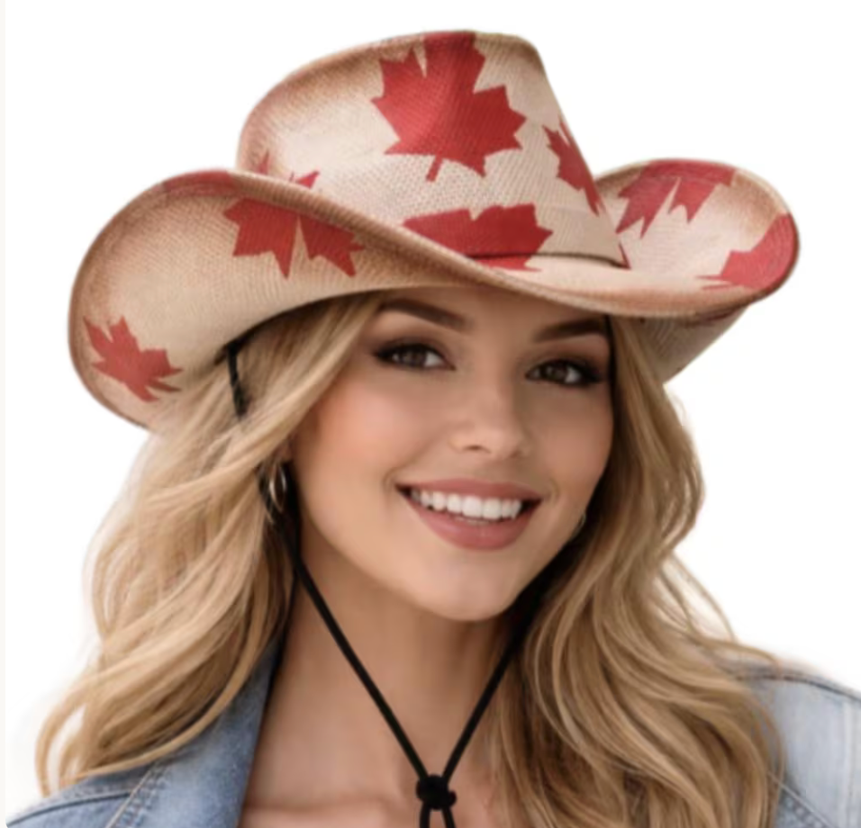 Canada Canadian Flag Mapleleaf Unisex Cowboy Cowgirl Western Hat