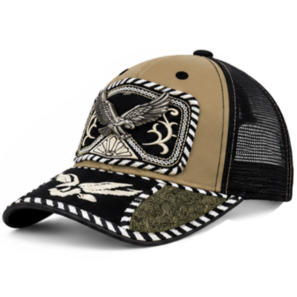 Eagle Western Trucker Cowboy Trucker Cap Hat Metal Logo Mesh Back