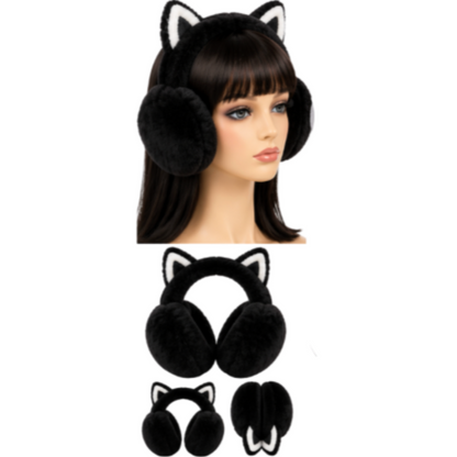Cat Ears Foldable Cute  Earmuffs Womens Kids Fun Fashion
