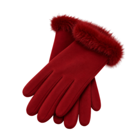Women's Touchscreen Gloves with Faux Fur Trim for Winter