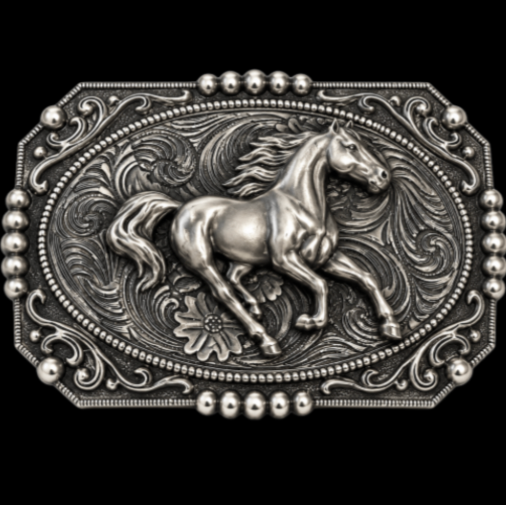 Horse Floral Belt Buckle Cowboy Cowgirl Western Buckles