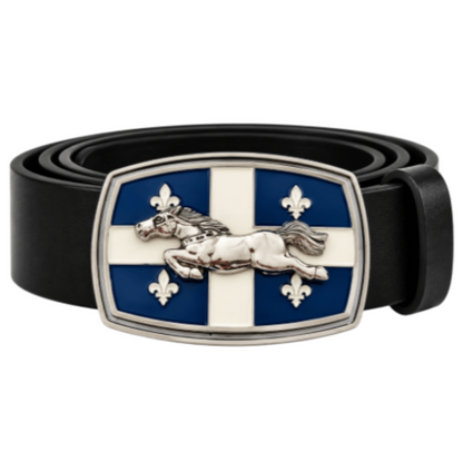 Quebec Quebecois Flag Fleur De Lys Horse Western Belt Buckle