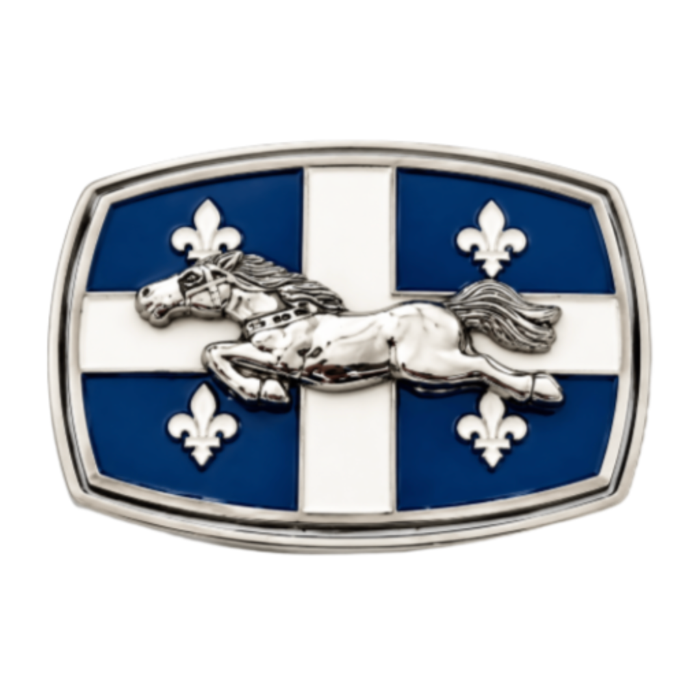 Quebec Quebecois Flag Fleur De Lys Horse Western Belt Buckle