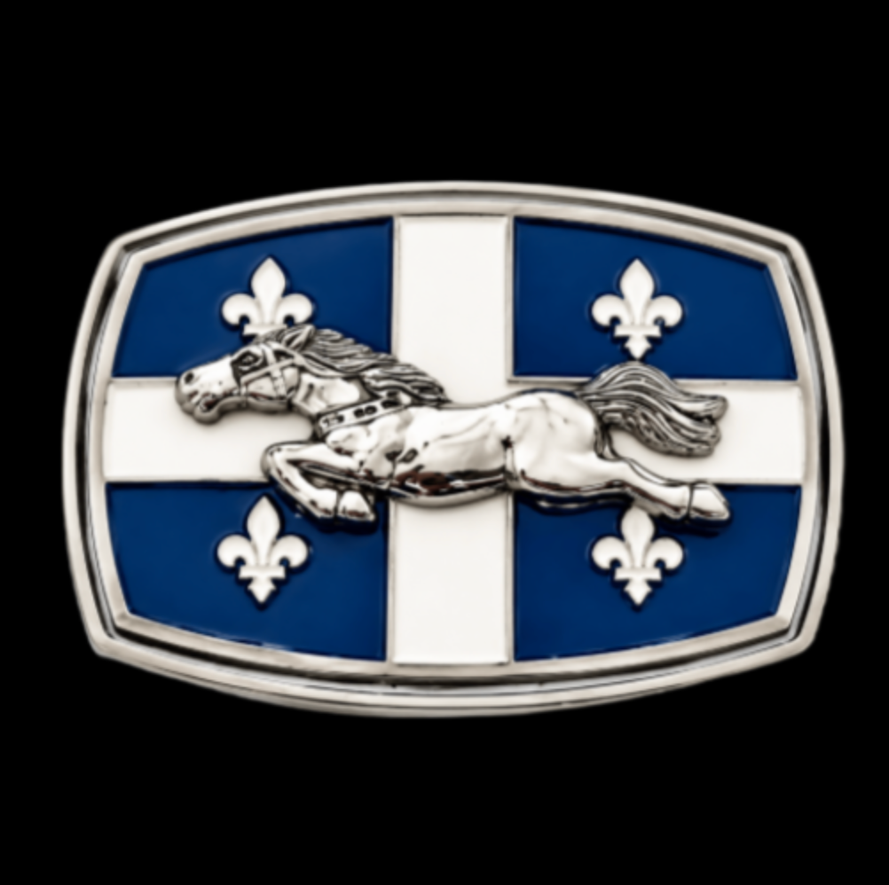 Quebec Quebecois Flag Fleur De Lys Horse Western Belt Buckle
