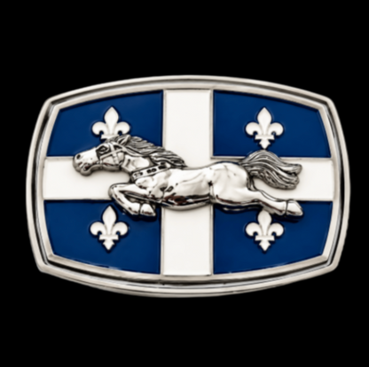 Quebec Quebecois Flag Fleur De Lys Horse Western Belt Buckle
