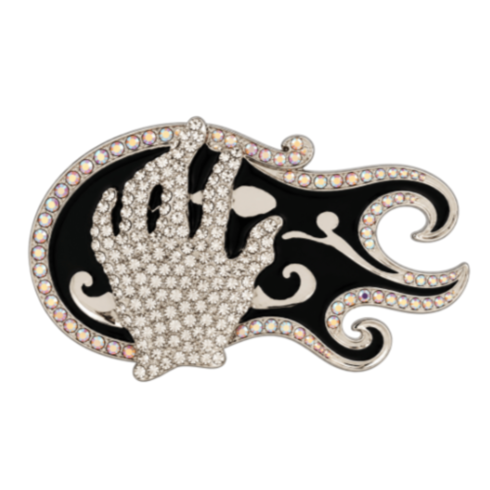 Electric Guitar Music Band Belt Buckle Sparkling Crystal Glove