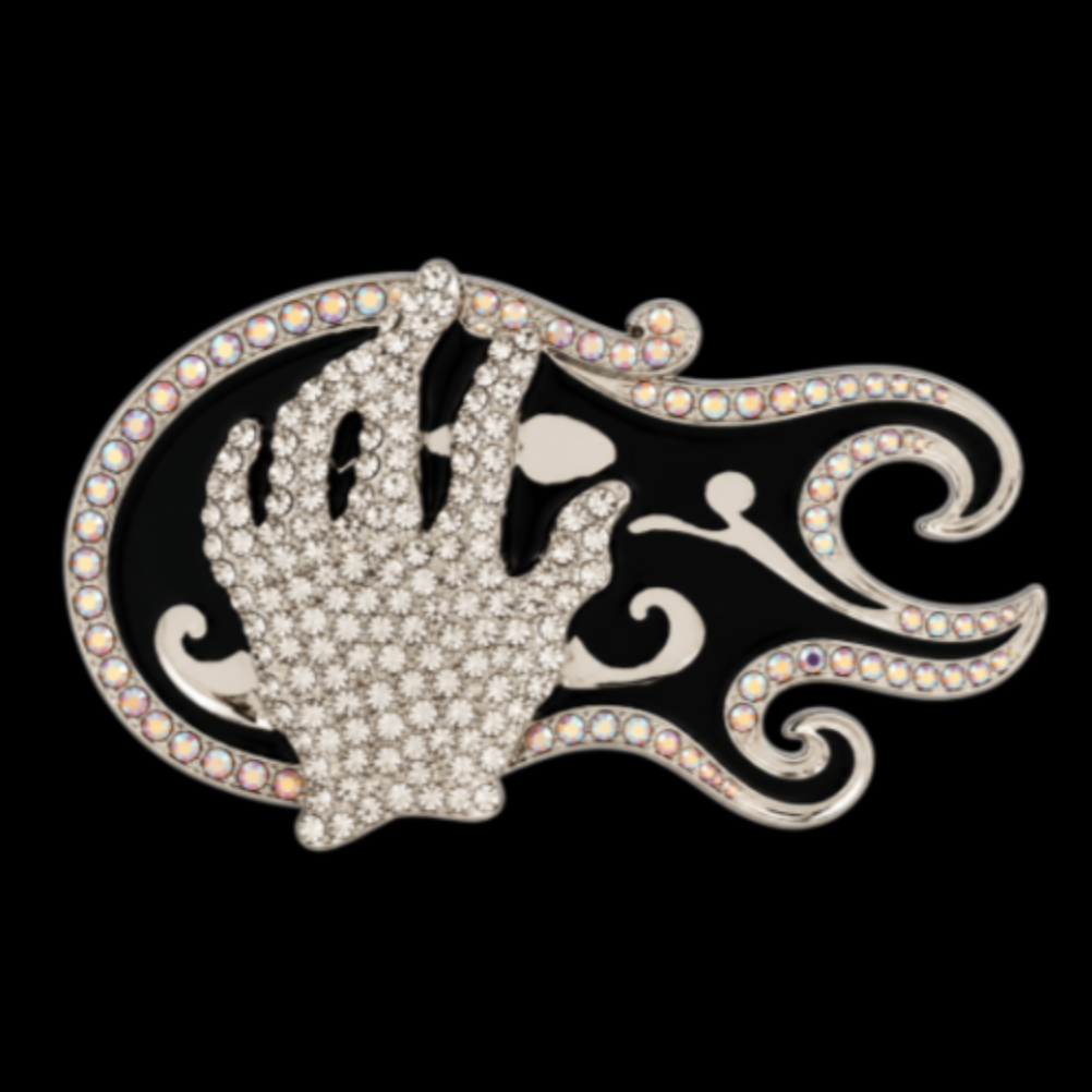 Electric Guitar Music Band Belt Buckle Sparkling Crystal Glove