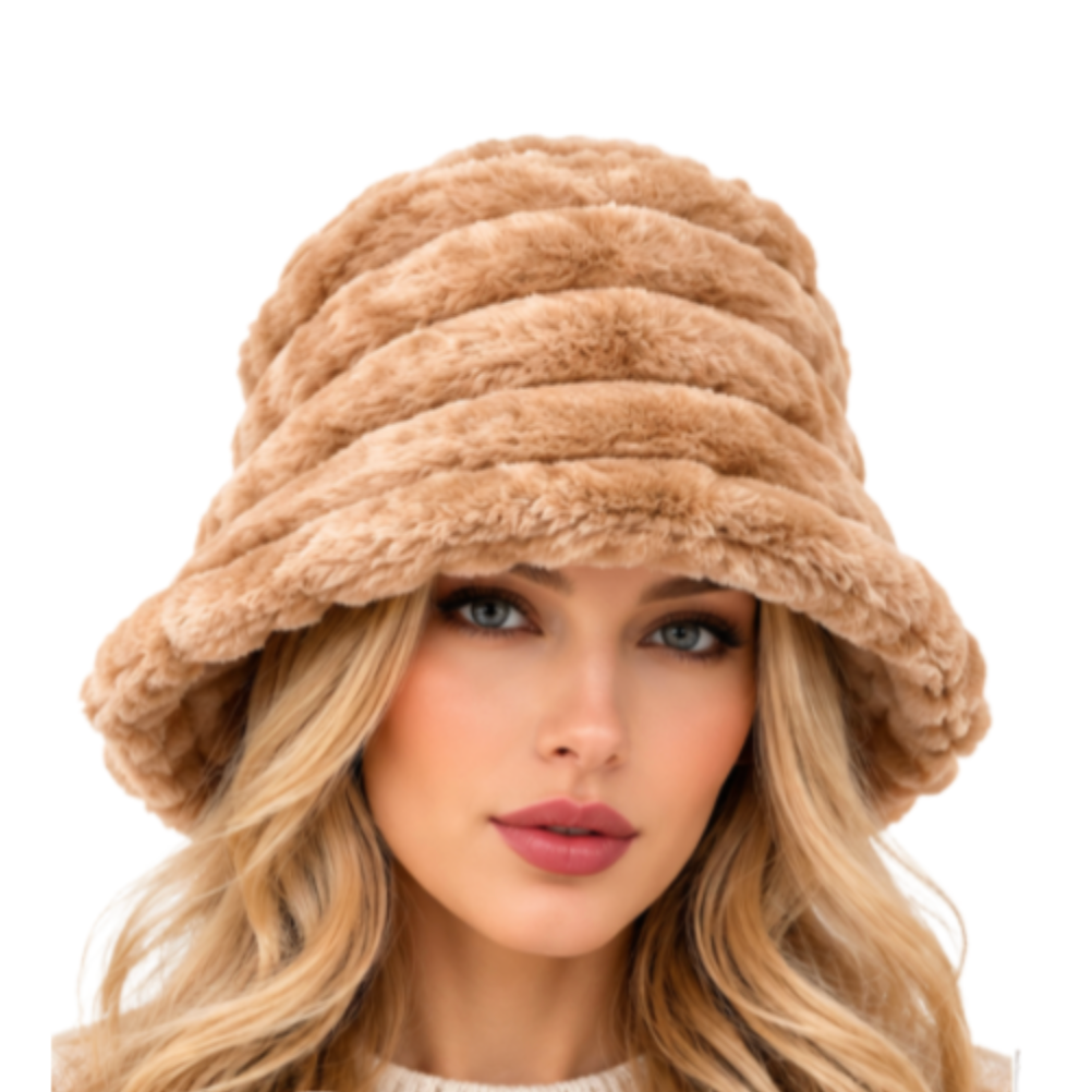 Women Winter Fluffy Plush Bucket Hat Ladies Warm Faux Fur Soft Cap Hat