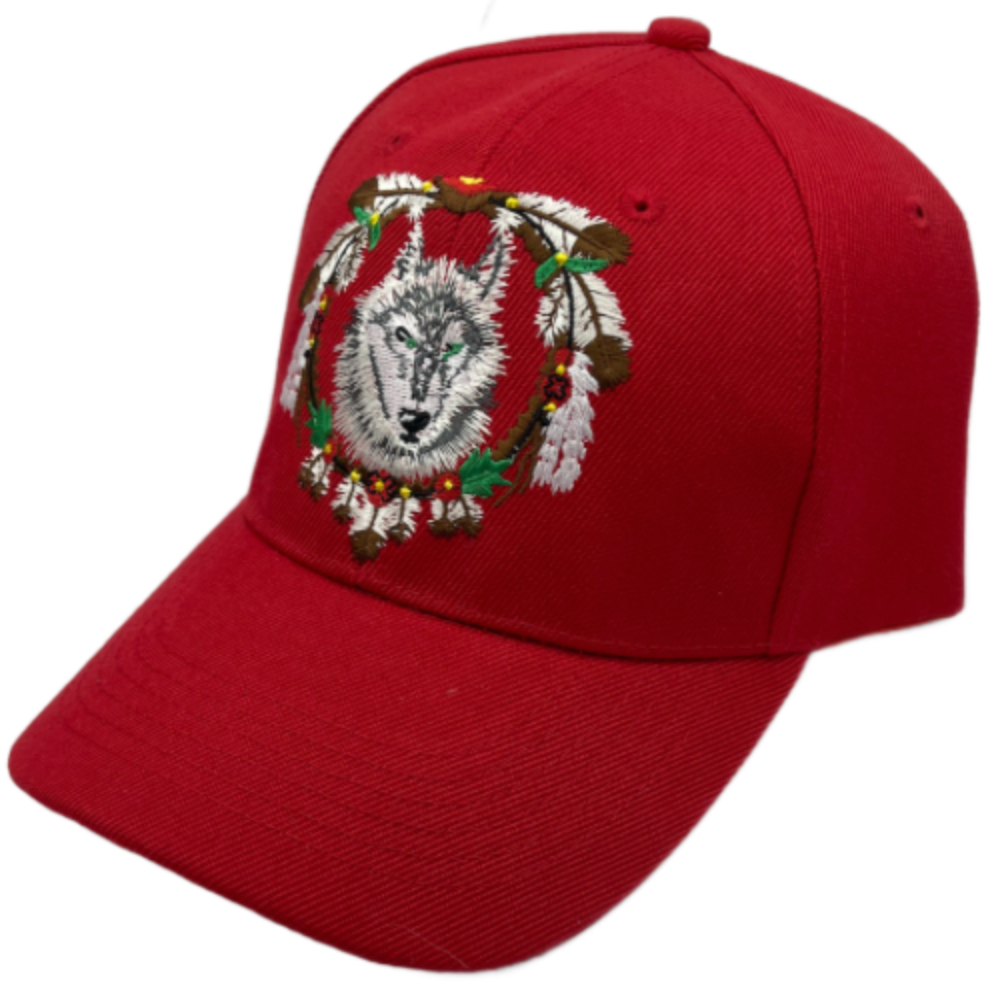 Native Ball Caps Wolf Feathers Baseball Ball Cap Native American Art Hat Casquette ...