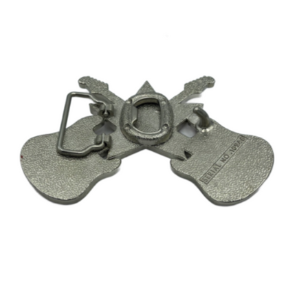 Electric Red Guitar Rock N Roll Music Silver Star Belt Buckle