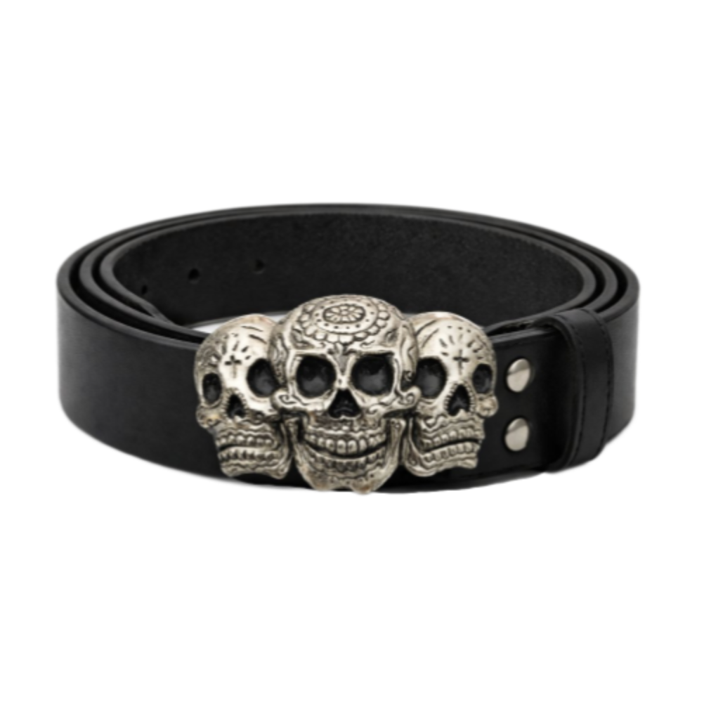 Hebilla del cinturón del tatuaje de la cruz del cráneo de la frente esqueleto