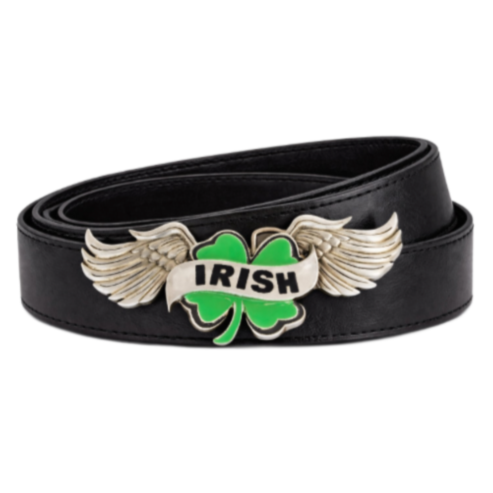Belt Buckle Celtic Irish Luck 4 leaf Clover Angel Wings St Patrick Day