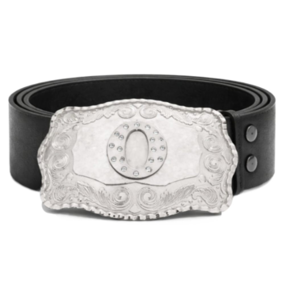 Hebilla de cinturón occidental grande con monograma inicial del nombre de la letra O