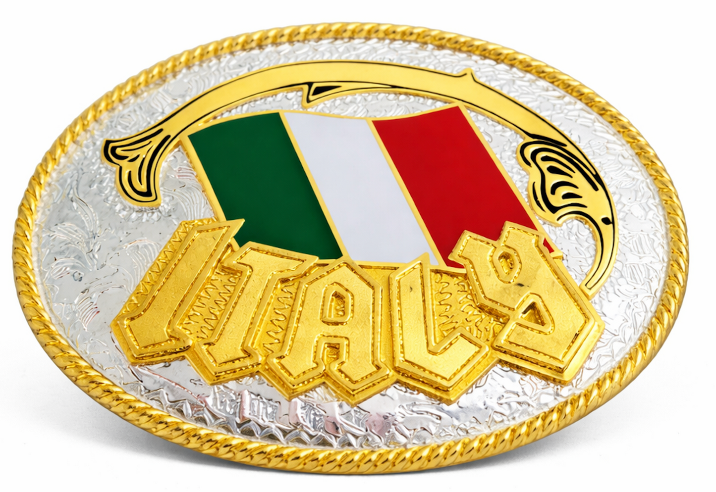 Western Belt Buckle Italian National Flag Italy Italia Tricolore Bandiera
