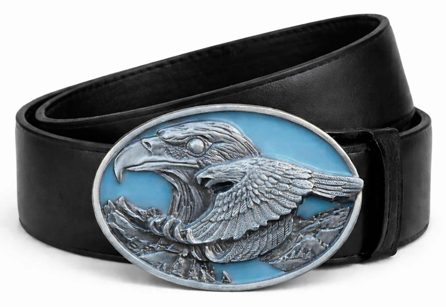 Two Flying Bald American Eagles Blue Sky Belt Buckle