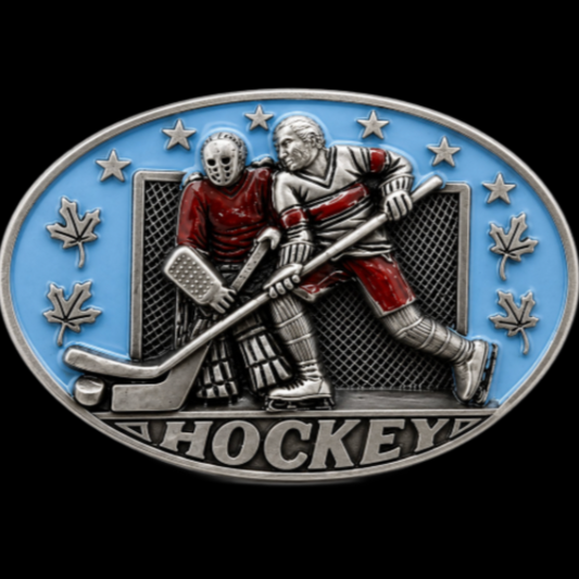 Ice Hockey Goalie Player Canadian Winter Sport Belt Buckle