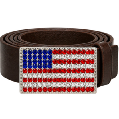 United States USA Rhinestone American Flag Belt Buckle