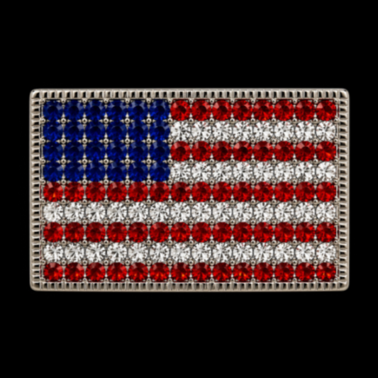 United States USA Rhinestone American Flag Belt Buckle