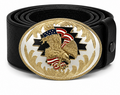 Golden Eagles American Flag Patriotic Cowboy Western Belt Buckle