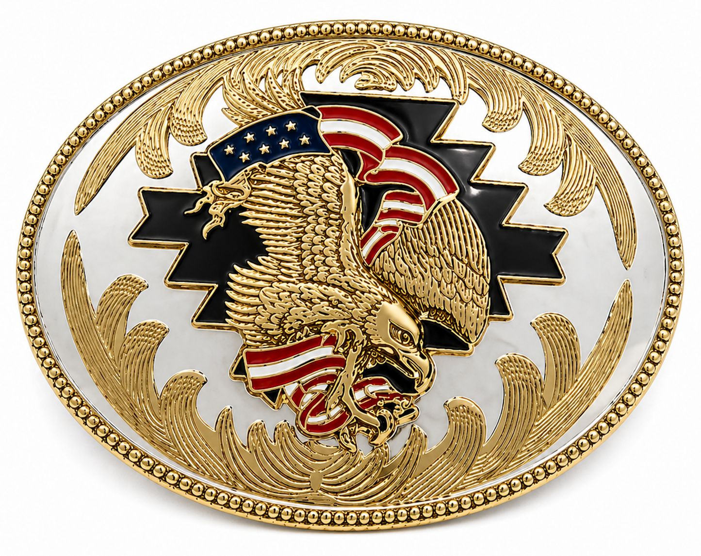 Golden Eagles American Flag Patriotic Cowboy Western Belt Buckle