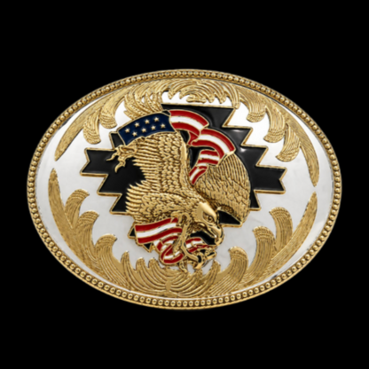 Golden Eagles American Flag Patriotic Cowboy Western Belt Buckle