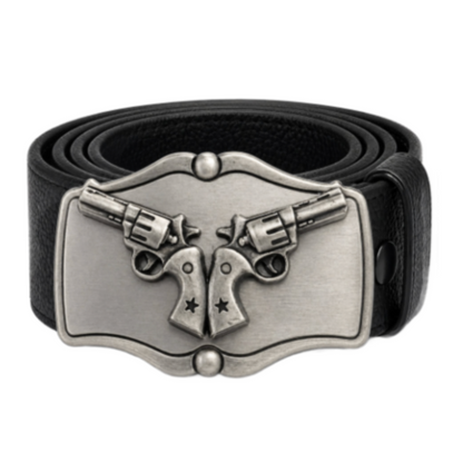 Western Cowboy Rodeo Star Two Guns Belt Buckle
