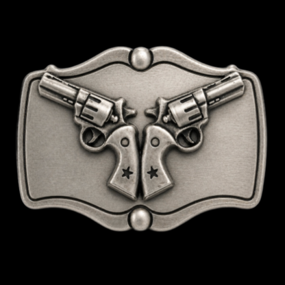 Western Cowboy Rodeo Star Two Guns Belt Buckle