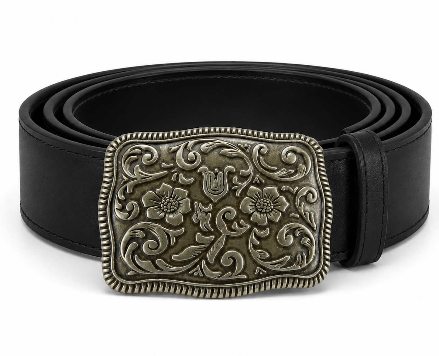 Antique Western Cowboy Cowgirl Flower Belt Buckle