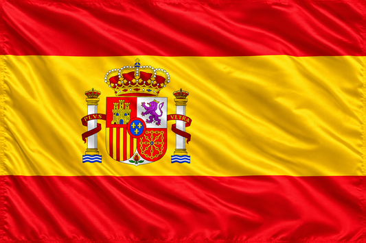 ESPAÑA PAÍS NACIONAL DE FÚTBOL CON LA BANDERA DEL POLO ONDEANDO