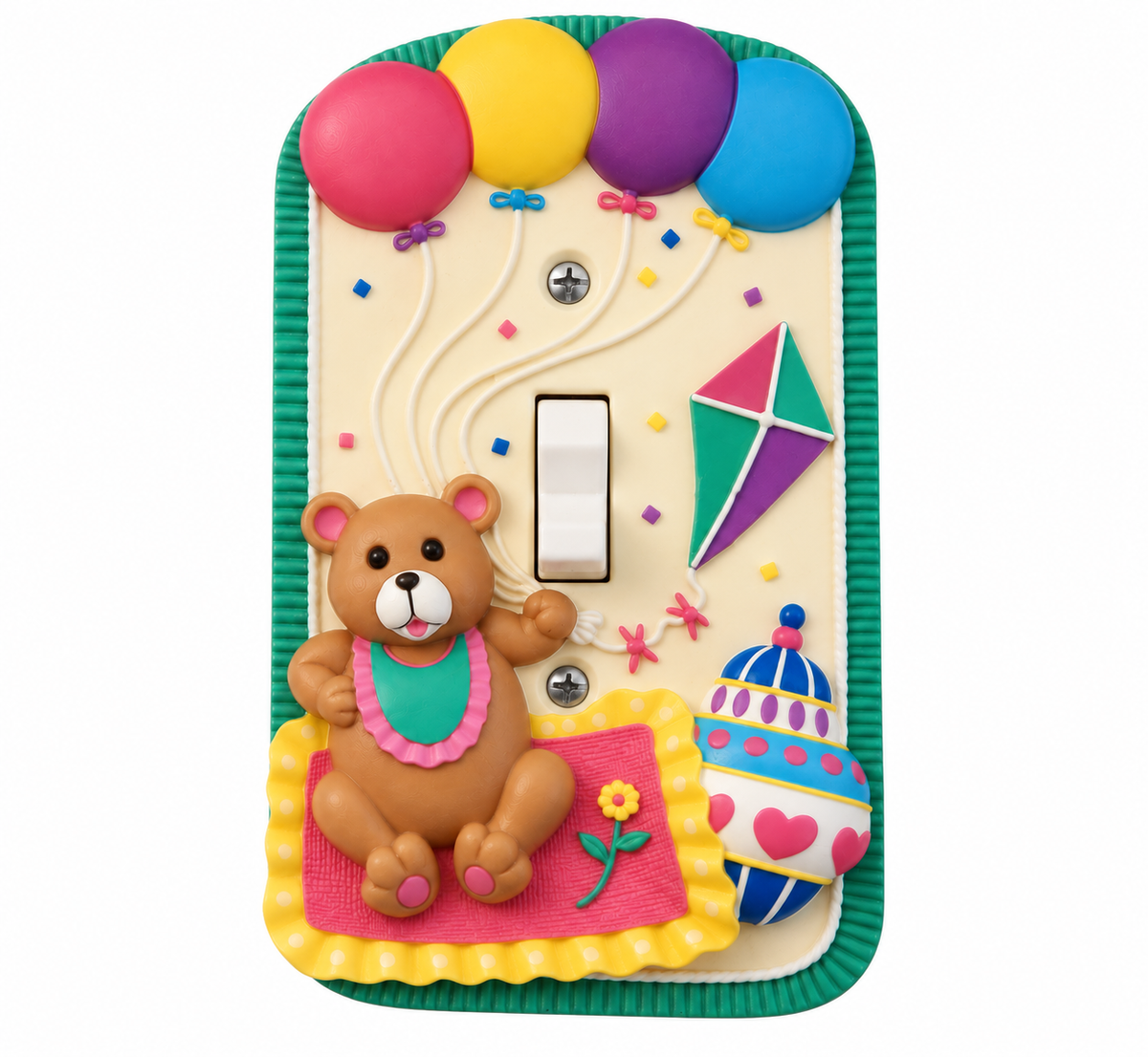 Teddy Bear Balloons Single Toggle Kids Baby Light Switch Cover
