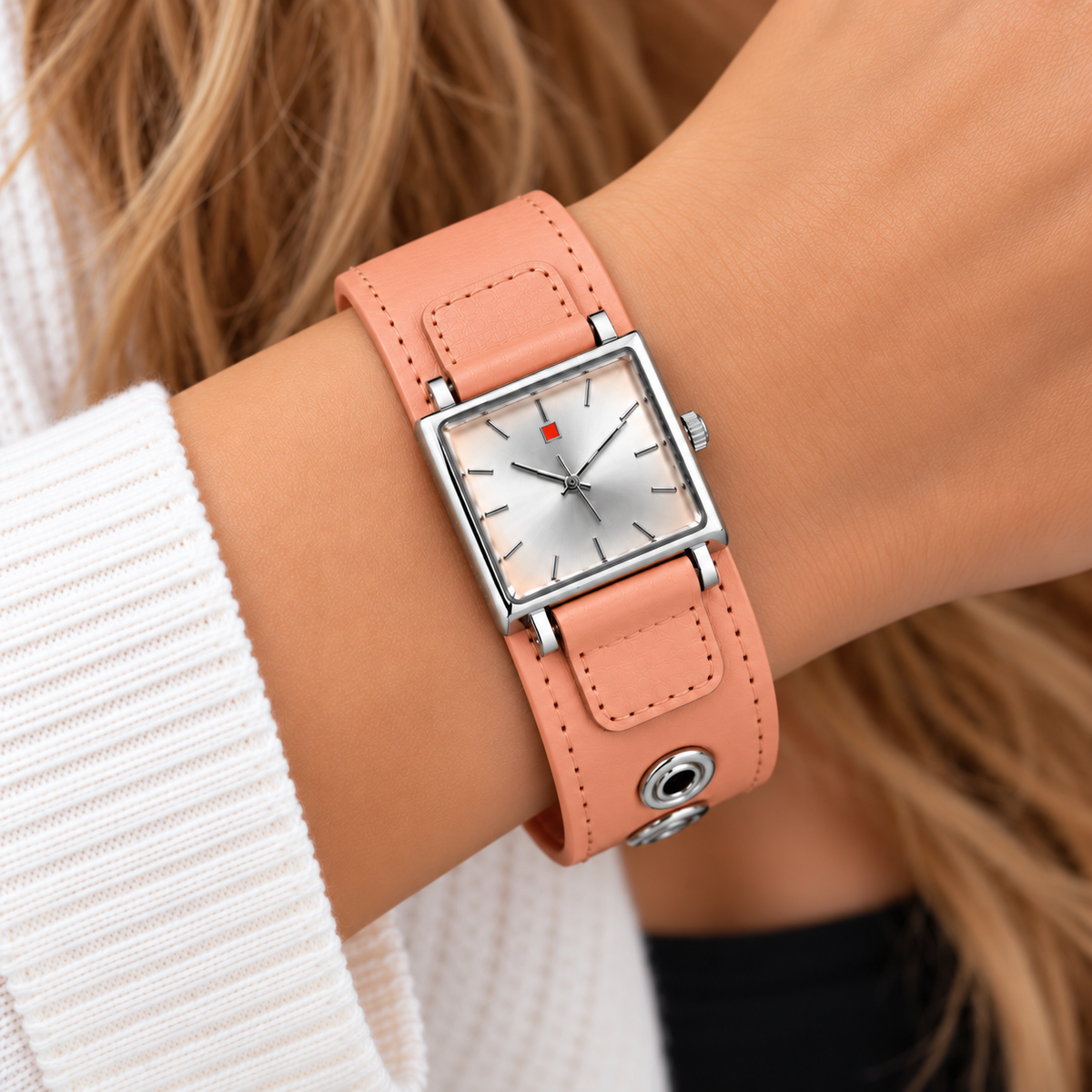 MONTRE-BRACELET SEXY UNISEXE MANCHETTE ORANGE SNAP ON HOMME FEMME