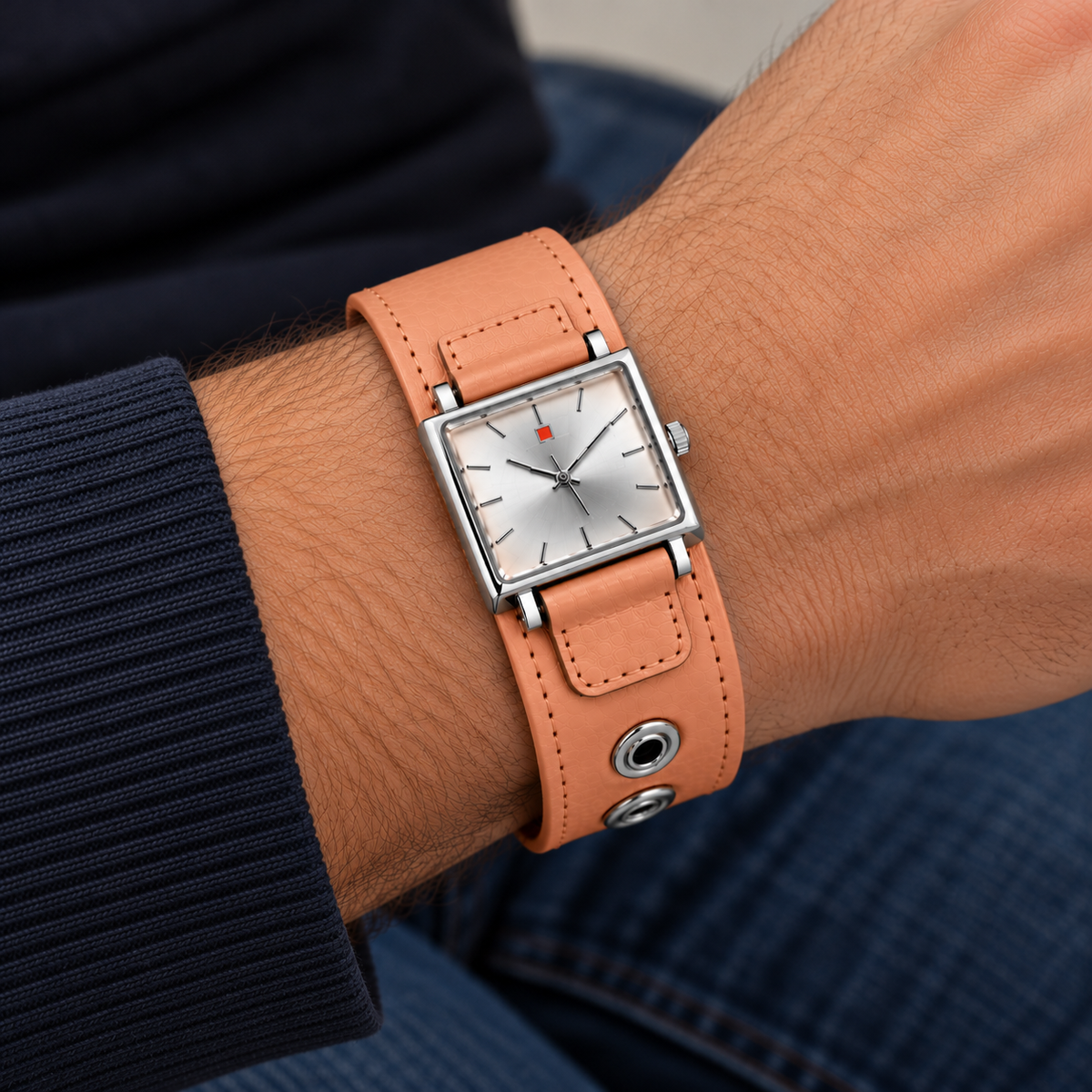 MONTRE-BRACELET SEXY UNISEXE MANCHETTE ORANGE SNAP ON HOMME FEMME