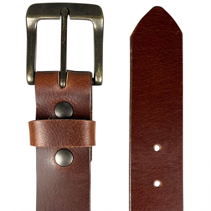 1.5"(38mm) Cognac Full Grain Leather Belt Handmade in Canada by Zelikovitz