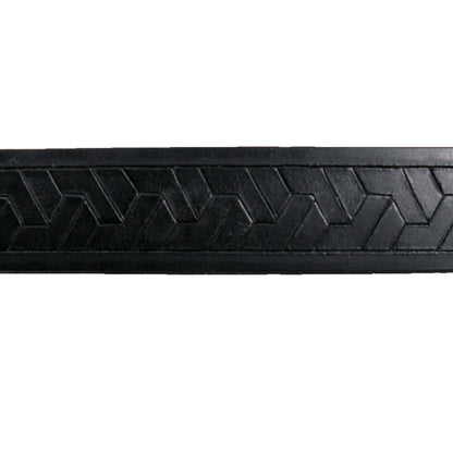 1.5"(38mm) Embossed Geometric Weave Black Buffalo Leather Belt Handmade in Canada by Zelikovitz Size 26-46