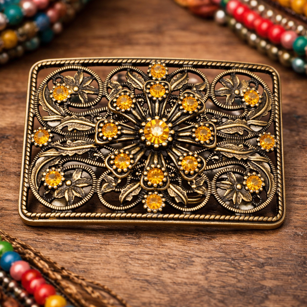 Boucle de ceinture en strass de style bohème, mode hippie