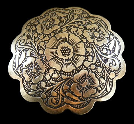 Flower Brass Floral Hippie Fashion Belt Buckle