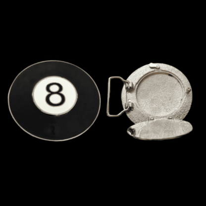 Belt Buckle Black Ball Number 8 Billiard Pool Table Game