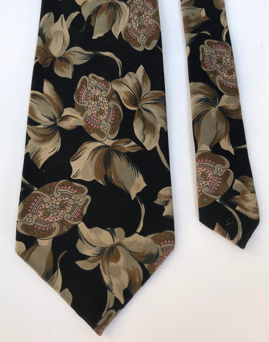 Abbey Cravat Floral Print Design Classy Fancy Silk Men's Neck Tie Ties