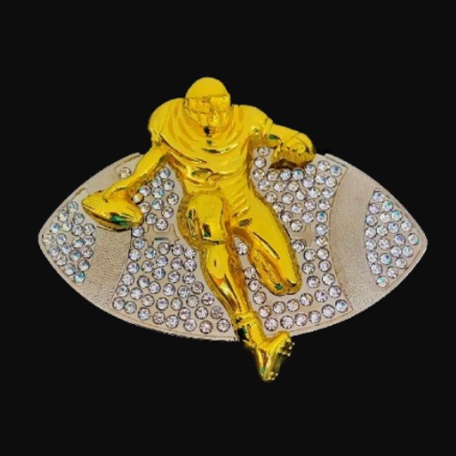 American Football Sports Player Bling Rhinestone Belt Buckle