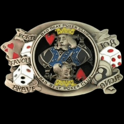 Boucle de ceinture de jeu de cartes de dés de Bad Beat Poker Club